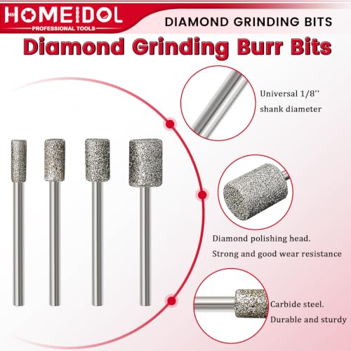 24PCS 46Grit 150Grit Diamond Grinding Bit for Dremel Bits 1/8" Shank - size: 46+150Grit 24Pcs 1/8'' Shank