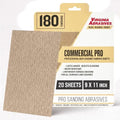 Sandpaper Sheets Commercial Pro, 180 Grit, Fine, 9” x 11”, 20 Pack
