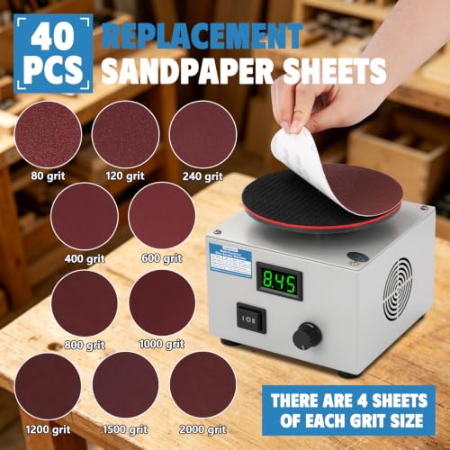 MXBAOHENG Mini Bench Disc Sander 6" Sanding Disc Machine w/ 40 Sandpapers - size: 6 Inch Disc Sander