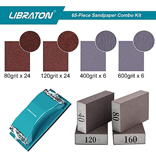 Sandpaper 65Pcs, Sand Paper, Sandpaper Assortment 80/120/400/600Grit