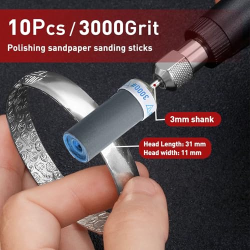 3000 Grit Sanding Stick,10 Pcs Sanding Drums for Dremel Rotary Tool - size: 3000 Grit