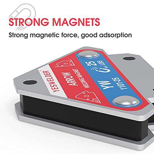 YESWELDER 4-Pc Welding Magnet Set, 25 lb Holding Power Welding Accessories - size: 25lb