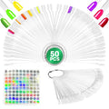 50 Pcs Clear Nail Swatch Sticks, Numbered Tips & Metal Ring, Acrylic - color: 50Pcs Clear Acrylic Nail Polish Swatch Sticks