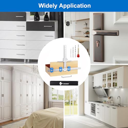 Metal Cabinet Hardware Jig, Punch Locator Drill Guide,Wood Drilling Dowelling Guide for Installation of Handles Knobs on Doors and Drawer, Cabinet Template Tool for Handles and Pulls