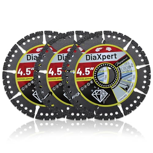 4.5" Diamond Saw Blade, Multi-Purpose Indestructible Disc for Angle Grinder, Metal Tile Concrete Cutting Wheel, 3-Pack