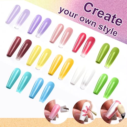 Gradient Painting Gel, 12 Bright Colors Ombre Gel Nail Polish - color: Solar Flare Set
