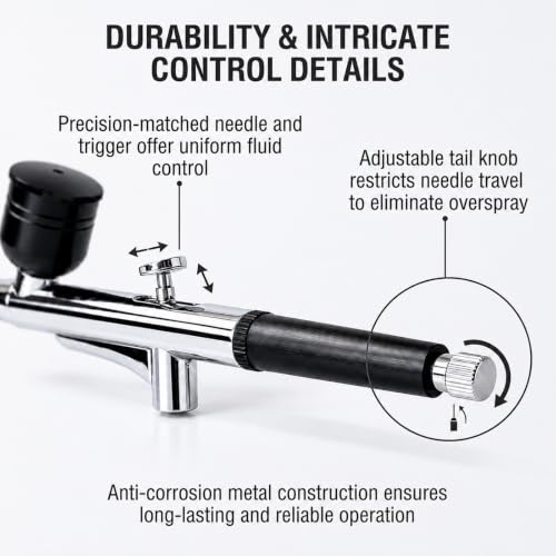 Portable Airbrush Kit with 0.3mm Needle & 10ml Cups – Ideal for Painting, Models, Cake, Makeup & Nail Art (Black)