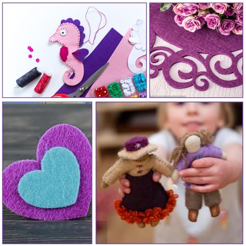 10Pcs Felt Sheets Fabric, 7" x 11" Soft Felt Squares for Craft, 1mm(Purple) - color: Purple