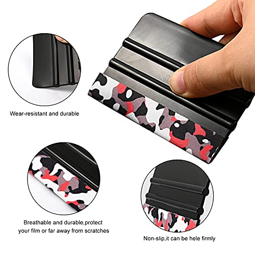 EHDIS 10pcs Vinyl Squeegee 4 Inch Car Vinyl Scraper Decal Applicator Window Tint Wallpaper Smoothing Tool with Black Fabric Felt Edge-Black - color: Black