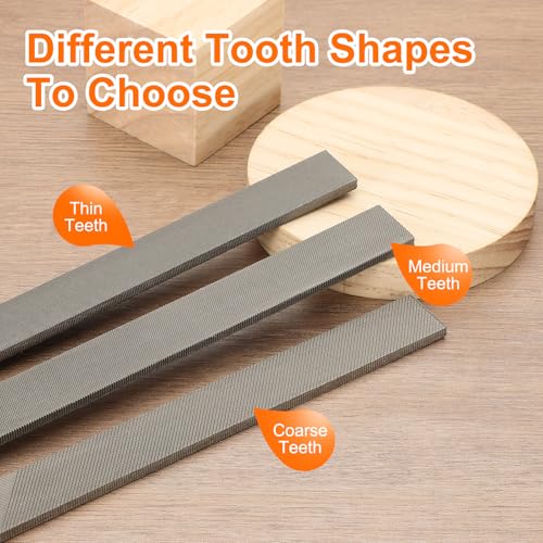 HARFINGTON Flat Thin Cut File 8" Double Cut Teeth High Carbon Steel Hand Rasp File with Plastic Handle for Metal Wood Deburring Removing - size: 8", style: Thin