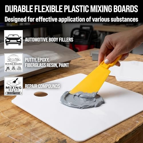 Custom Shop 12 x 12 Inch Plastic Body Filler Mixing Palette (2 Pack) - size: 12" x 12"