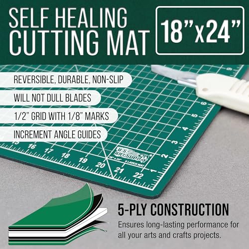 U.S. Art Supply 18"x24" Self-Healing Cutting Mat 5-Ply Green/Black - color: Green/Black