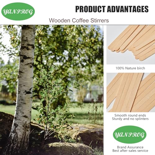 Wooden Coffee Stirrers 5.5" Coffee Stir Sticks 1000 Pcs, Natural Birch Round End Thick Birch Wood Eco-Friendly， Suitable for Coffee, Cocktail and Hot Drinks - color: Natural, size: 1000 Pack