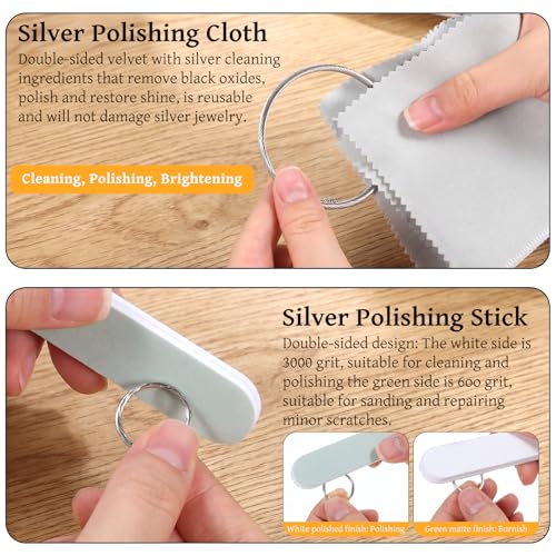 4 Pcs Horsehair Silver Cleaning Brush Set, Zippered Silver Storage Bags with Detail Polish Brush and Polishing Cloth for Silverware Plateware Jewelry