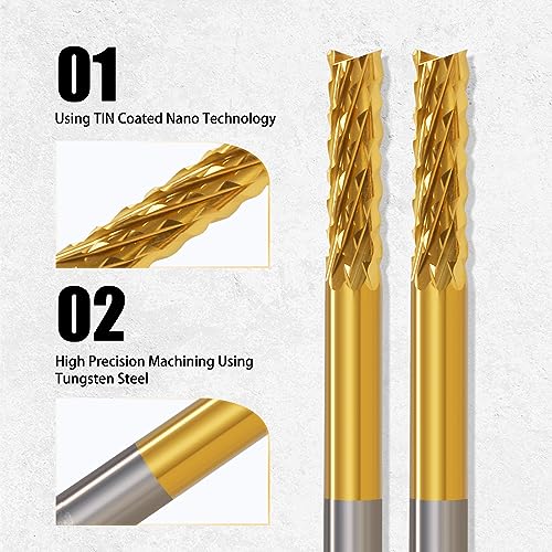 End Mill Sets,10Pcs Titanium Coat Ending Mill,1/8" Shank 0.8-3mm Micro End Mill Engraving Bits CNC Router Bits for Rotary Tools - size: 0.8-3.0mm
