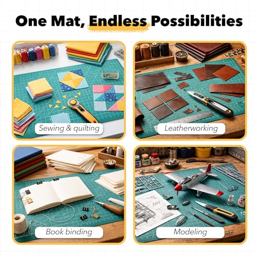 Mandala Crafts Self-Healing Green 24" x 36" A1 Cutting Mat Kit for Sewing - color: Green Combo, size: 24 x 36 Inches Mat Combo