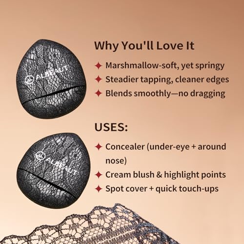 ALBEAUT Mini Cushion Puff, 4PCS Finger-Fit Teardrop Makeup Applicator