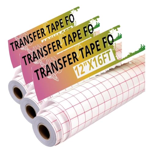 HTVRONT Transfer Tape for Vinyl -12" x 16 FT w/Red Alignment Grid Transfer Paper, Medium Tack Vinyl Transfer Tape for Signs Stickers Decals Walls Doors & Windows (Pack of 3) - size: 12" x 16 FT (Pack of 3)