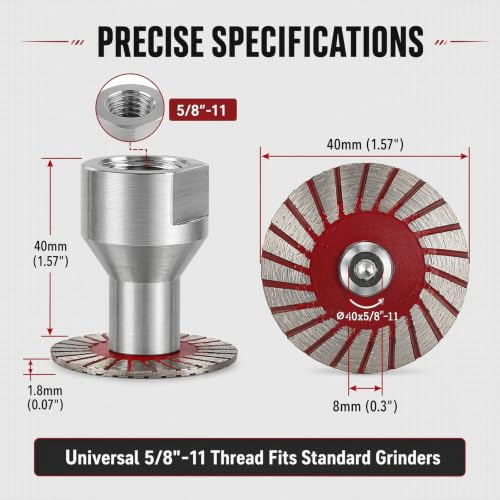 1.57" Diamond Saw Blades Set for Angle Grinder, 5/8-11 Arbor, 5 Pack