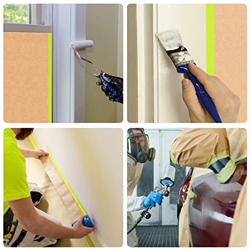 Tangibay Pre-Taped Masking Paper for Painting, 12 inch x 50 feet, 4 Rolls - size: 4 Rolls: 12"