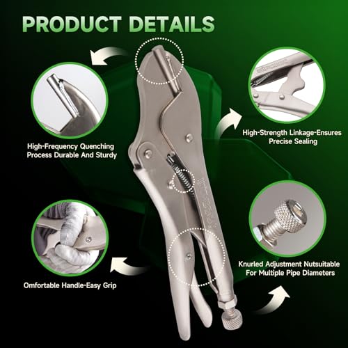 WIPCOOL Pinch Off Plier Locking Pinch-Off Vise Grips Tool, Precision Knurled Adjusting Nut, Pipe Sealing Lock Tool Clamping Fitting