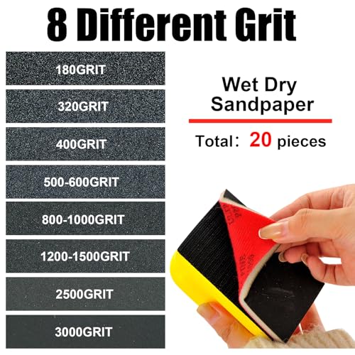 MAXMAN Sanding Sponge Set, 180 Grit Foam, Wet/Dry Sandpaper for Wood/Metal - style: 180 Grit