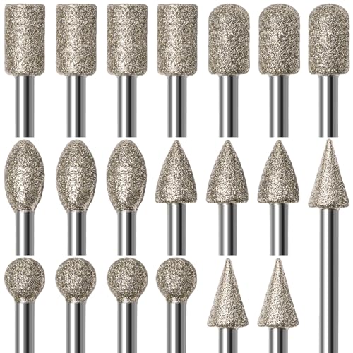 shengbenhao 20Pcs 120 Grit Diamond Grinding Bits Compatible with Dremel