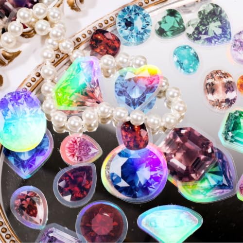180 Pcs Colorful Gemstone PET Stickers, Crystal Diamond Decals Set - color: Colored Gemstone Series