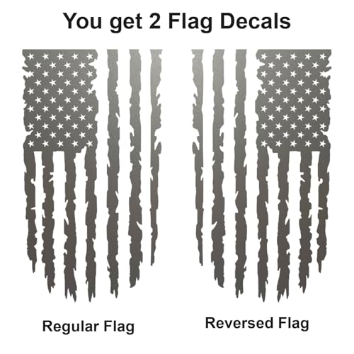 GRITKULTURE Distressed American Flag Vinyl Decal 2 Pack for Trucks, Tailgate, Cars, Windows Compatible with Most Pickup Trucks EUA Flag - Rear Graphic USA, US Flag Car Sticker (Metallic Grey) - color: Reflective Blue