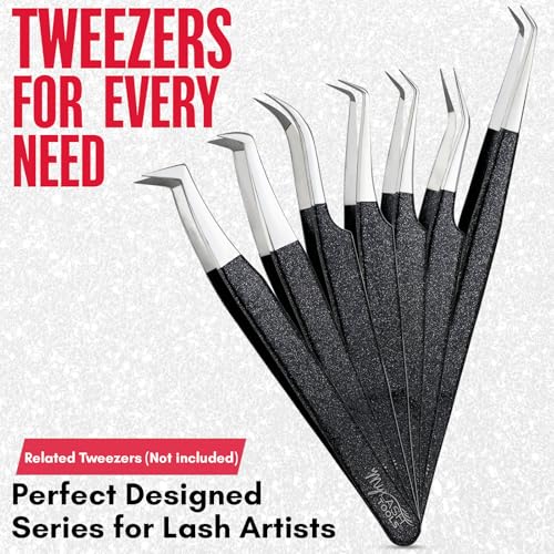 Isolation Fiber Tip Lash Tweezers – 12cm Eyelash Extension Tweezer with Fine Nano Grip Tip, Stainless Steel, Non-Slip Handle (Black) - color: Mlt-mysl-22