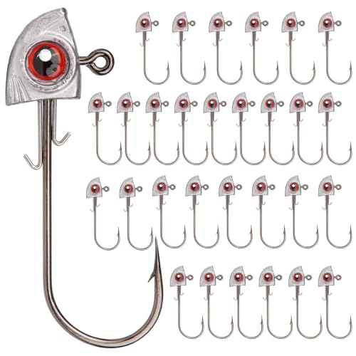 Fish Eye Swimbait Fishing Jig Heads for Bass Fresh&Saltwater - color: Red 15/30pc, size: 1/8oz