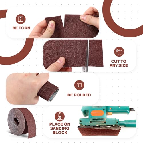 150 Grit Sandpaper Roll for Drum Sander, 3"x100 ft Emery Sand Paper - size: 150 Grit