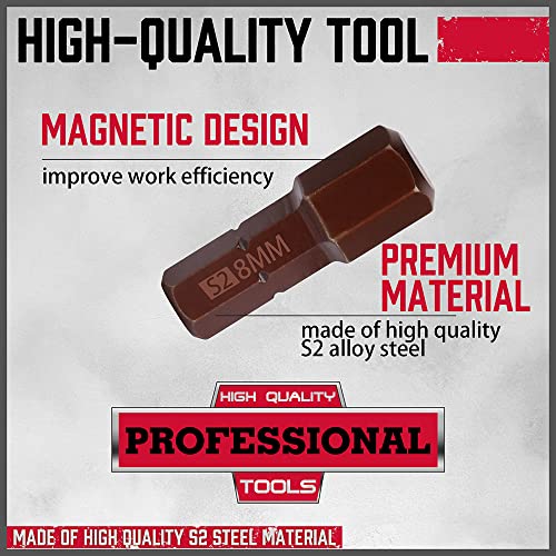 Premium 25-Piece Allen Key Drill Bit Set - Durable Allen Wrench Bits with Strong Magnetic Tips, SAE & Metric Hex Keys - color: 25 Pcs 1" Hex