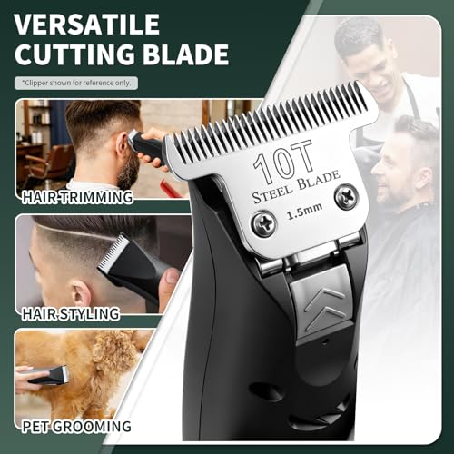 10T Clipper Blade 1.5mm Compatible with Oster Classic 76, Silver, 2 Pack - size: Size 10T-2