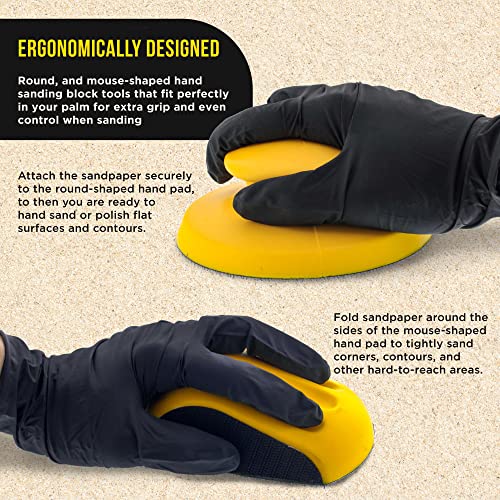 Dura-Gold Pro Series 5" Round & Mouse-Shaped Hand Sanding Block Pads for