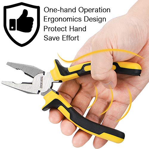 DOWELL Lineman's Pliers - 8 Inch Combination Pliers with Cutter - size: 8" Lineman's Pliers