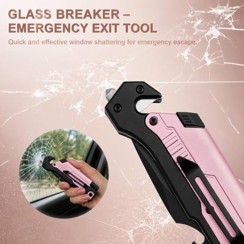 ALBATROSS Pink 6-in-1 Folding Pocket Car Knife for Women, 3.5" Blade - color: Pink