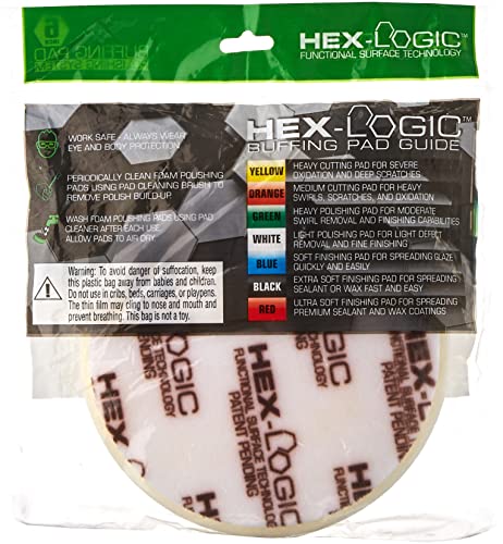 Chemical Guys, Hex-Logic Light-Medium Polishing Pad, White, 6.5 in for 6 in - size: 6.5 Inch Pad (1 Pack), style: Light Cutting