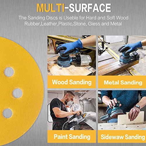 100PCS 5 Inch Sanding Discs 320 Grit Random Orbit Sander Sandpaper - style: Advanced Aluminum Oxide
