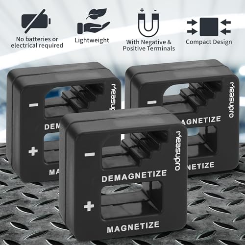 Screwdriver Bit Magnetizer & Demagnetizer Tool, Black, 3 Pack - color: Black