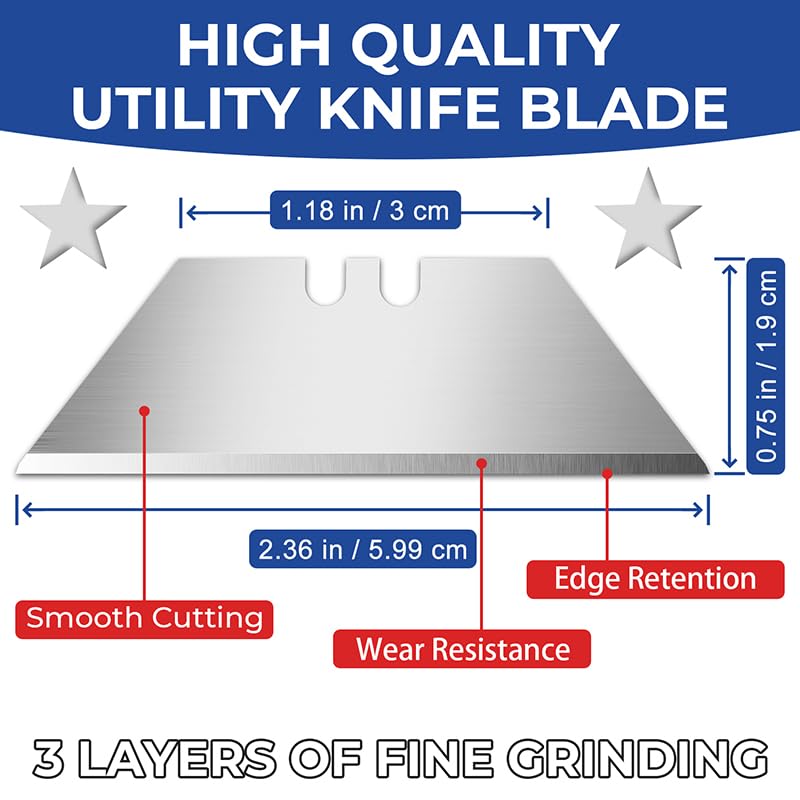DIYSELF 200 Pack Utility Knife Blades, SK5 Box Cutter Blades with Dispenser - size: 200-Pack