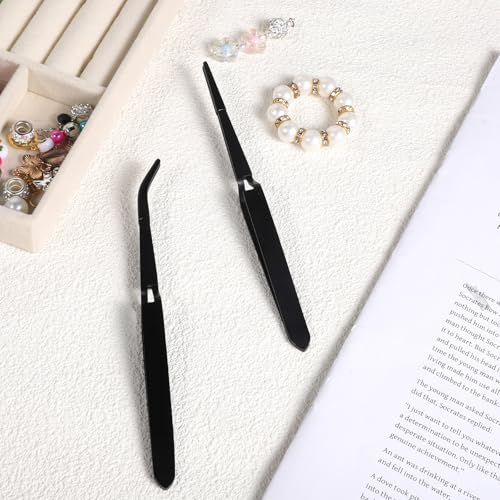 Reverse Tweezers for Crafting, 2 Pcs Rubber Tipped Tweezers