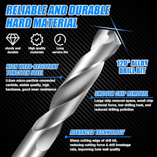 5mm Drill Bits Solid Carbide Drill Bits, Metric Drill Bit Set, Tungsten Carbide Drill Bit Set for Stainless Steel Hardened Steel Cast Iron Alloy Copper, 2 Pcs - size: 5mm