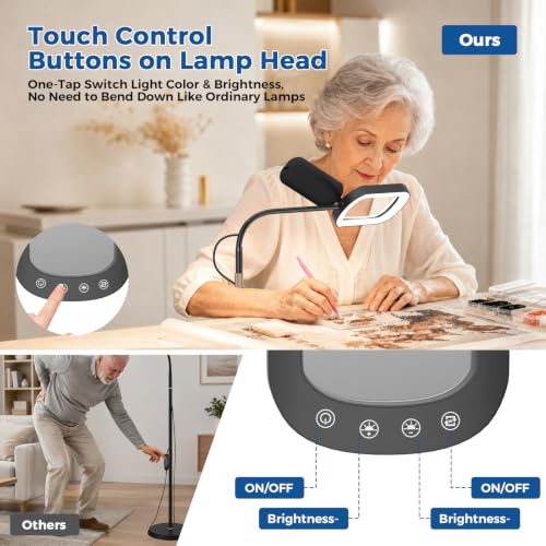 15X Magnifying Floor Lamp, Gooseneck Magnifier for Seniors Knitting Crafts - size: Extra Large