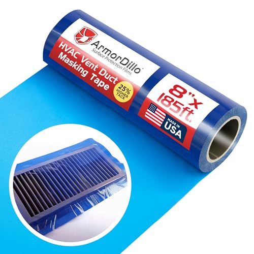 ArmorDillo 25% More Adhesive Than TMB*. Highest-Tack Adhesive HVAC Contractor-Pro Grade Vent Film. 25% Thicker Than *Thin Material Brands, 8”x200' - size: 8” x 185' High Tack Adhesive Blue