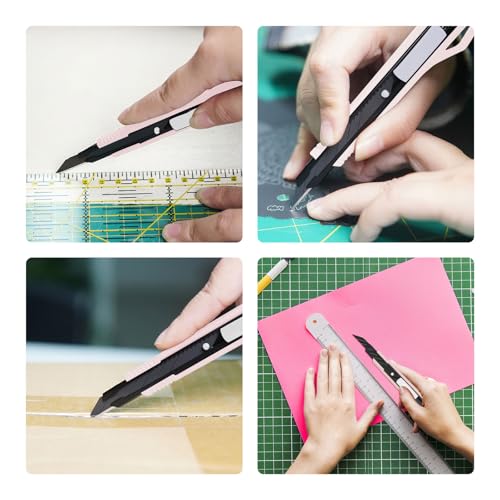 MANUFORE 5pcs 9mm Snap-off Knives with 30-Degree Precision Blade - size: 5pcs pink knife