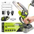 maXpeedingrods Mini Chainsaw Cordless, 6 inch Small Chainsaw Electric Saw - color: Grass Green 1 Battery