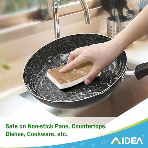 AIDEA Sponges Non Scratch, 24Count, Natural Sponge for Non Stick Cookware - color: Brown-standard