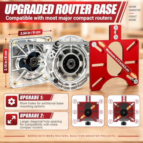 Router Circle Cutting Jig for DeWalt/Bosch/Milwaukee Compact Routers – 4 in 1 Adjustable Router Jig, Aluminum Alloy Circle Cutting Guide for Trim Routers, 5.5–30" for Circles, Arcs & Grooves - size: Standard Size