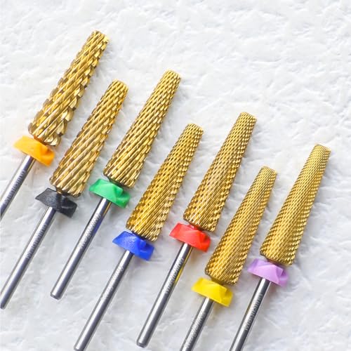 Medium 24mm Super Long 5-in-1 Nail Drill Bit, 3/32”, Two-Way Rotation - color: Gold-24mm Long, size: Medium
